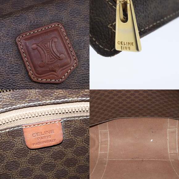 CELINE Macadam Canvas Shoulder Bag Pvc Leather Brown - Picture 11 of 12